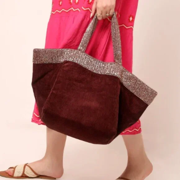 Maroon Statement Corduroy Tote - NWT - Picture 2 of 6